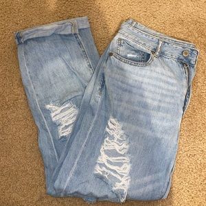 Distressed mom jeans